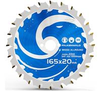 FALKENWALD® Lame de scie circulaire 165 x 20 mm idéale pour bois grossier et fin - Lame de scie 165 x 20 mm pour des coupes rapides et fines - Compatible avec la lame de scie Makita 165 x 20 et la