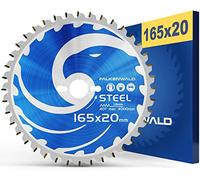 FALKENWALD ® Lame de scie circulaire 165 x 20 mm, idéale pour l'acier, compatible avec les scies plongeantes et circulaires de Bosch & Makita, lame de scie à métaux pour tronçonneuse en carbure
