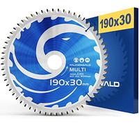 FALKENWALD® Lame de scie circulaire 190 x 30 mm pour bois, le métal et l'aluminium, compatible avec les scies circulaires portatives Bosch et Makita, lame de scie multi-dents avec dents en métal dur
