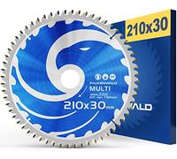 FALKENWALD® Lame de scie circulaire 210 x 30 mm, idéale pour le bois, le métal et l'aluminium, compatible avec la lame de scie à tronçonner pour Bosch et Makita, lame de scie à tronçonner multiple