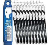 FALKENWALD Lot de 10 lames de scie sabre pour bois - S644D HCS - Pour bois dur et tendre, MDF, OSB, stratifié et bois de construction - Dents extra tranchantes - Compatible avec Bosch, Makita, Einhell
