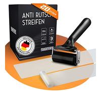 FALKENWERK Lot de 20 bandes antidérapantes pour escaliers, autocollantes et transparentes, 10 x 60 cm, pour escaliers imperméables et antidérapants, avec rouleau à mastic