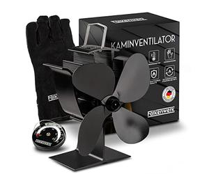 FALKENWERK Ventilateur de poêle sans électricité, ventilateur de cheminée silencieux avec 4 lames, ventilateur efficace et alimenté par la chaleur pour cheminée