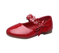 FaLkin Chaussures élégantes antidérapantes pour enfants, chaussures de soirée, de princesse, de mariage, de fête, de ballerines, rouge, 28.5 EU