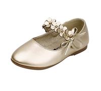 FaLkin Chaussures élégantes antidérapantes pour enfants, chaussures de soirée, de princesse, de mariage, de fête, de ballerines, or, 26 EU
