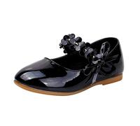 FaLkin Chaussures pour enfants élégantes et antidérapantes - Fond souple - Chaussures de princesse - Chaussures de mariage - Chaussures de fête - Ballerines, Noir , 34 EU