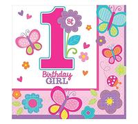 falksson Lot de 16 Serviettes 1 Ans Fille Sweet Birthday