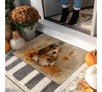 Fall Beagle Paillasson motif feuilles oranges pour extérieur et intérieur, décoration rustique, en caoutchouc imperméable, antidérapant, absorbant la poussière, facile à nettoyer, 73,6 x 43,2 cm