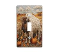 Fall Bisons Plaque murale décorative pour interrupteur mural 1 interrupteur à bascule unique, fantaisie Automne Country Citrouilles Plaque électrique pour cuisine salle de bain Motif animal