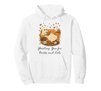 Fall Black Cat Ghosting You for Book Halloween Ghost Reading Sweat à Capuche