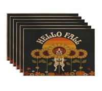 Fall Brittanys Lot de 6 sets de table motif chien 30,5 x 45,7 cm, motif tournesol rétro automnal, pour salle à manger, décoration de la maison et de la cuisine