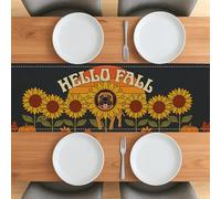 Fall Bullmastiffs Chemin de table en lin motif chien 33 x 91,4 cm pour salon, petit chemin de table court en lin, motif citrouille pour maison, cuisine, fête
