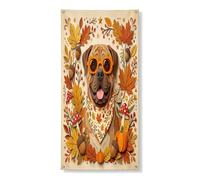 Fall Bullmastiffs Couverture de porte extérieure en forme de chien 91,4 x 182,9 cm - Décoration de porte d'entrée et de sortie - Feuille d'érable - Décoration d'intérieur et de porche