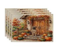 Fall Bullmastiffs Lot de 4 sets de table motif chien 30,5 x 45,7 cm, motif ferme de bienvenue automnale, pour salle à manger, décoration de cuisine