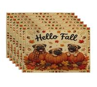 Fall Bullmastiffs Lot de 6 sets de table motif chien 30,5 x 45,7 cm, motif citrouille d'automne tricotée pour salle à manger, ferme, vacances, maison, cuisine