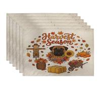 Fall Bullmastiffs Lot de 6 sets de table motif chien 30,5 x 45,7 cm, motif imprimé récolte de ferme d'automne pour dîner à la maison, épouvantail de ferme, fête de vacances, cuisine
