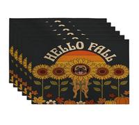 Fall Bullmastiffs Lot de 6 sets de table motif chien 30,5 x 45,7 cm, motif tournesol rétro automnal vintage pour salle à manger, décoration de la maison et de la cuisine