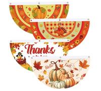 Fall Bunting 4pcs 1, 5 x 3ft Récolte Pumpkin Turquie Feuilles de grâces Banner d'automne bienvenue drapeaux et bannières extérieures
