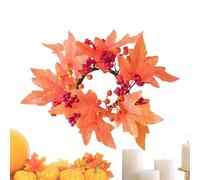 Fall Candle Ring Wreath, Maple Leaf Berry Ring, Farmhouse Pillar Decor