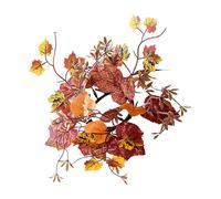 Fall Candle Rings Wreaths - Thanksgiving Day Candle Ring Holder - 9.8-inches Fall Maple Leaves Wreath Candles Ring for Holiday Halloween Thanksgiving Home Party Decor