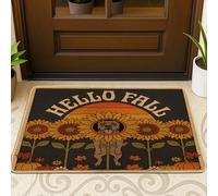 Fall Cane Corso - Paillasson noir à motif de chien pour l'extérieur et l'intérieur de l'entrée intérieure 73,2 x 43,2 cm, motif tournesol rétro automnal, antidérapant, petit imprimé citrouille, patio