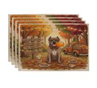 Fall Cane Lot de 4 sets de table en forme de chien Corso 30,5 x 45,7 cm, motif automnal, camping, camion, décoration de cuisine