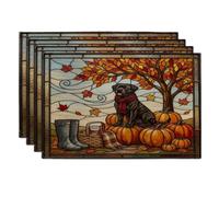 Fall Cane Lot de 4 sets de table motif chien Corso 30,5 x 45,7 cm, motif citrouille d'automne pour salle à manger, récolte, vacances, décoration de cuisine