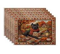 Fall Cane Lot de 6 sets de table doux en forme de chien Corso, 30,5 x 45,7 cm, style automnal, pour le camping, la salle à manger, la maison, la cuisine