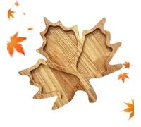 Fall Charcuterie Board Maple - Shape 3 Compartment Charcuterie Board | Wooden Tray | 3 Compartment Maple Leaves Shape Charcuterie Dish | Wooden Trays For Decor | For Thanksgiving Halloween Kitchen