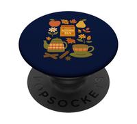 Fall Comforts Cozy Cottage Core Tea and Fall Hygge Design PopSockets PopGrip Adhésif