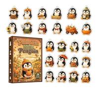 Fall Countdown Calendar - 24 Pieces Harvest Theme | 2D Acrylic Pendants | 180g Cartoon Penguin Advent Set, Thanksgiving Holiday Hanging Decor, For Home Apartment Living Room & Tree Display