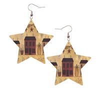 Fall Country Barn Boucles d'oreilles tendance pour femme, boucles d'oreilles pendantes célestes, bijoux en forme d'étoile pour une utilisation polyvalente, One Size, Cuir
