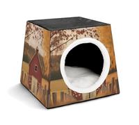 Fall Country Barn Nichoir confortable pour animaux de compagnie Capsule d'espace chaud et doux Abri pour animaux domestiques Maison pour chats d'intérieur chiens de petite et moyenne taille