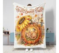 Fall Devon Couverture douce et confortable pour canapé, salon, plage, voyage, décoration d'intérieur à la ferme, motif chat Rex, 101,6 x 127 cm, citrouille et tournesol