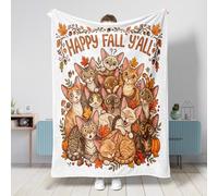 Fall Devon Couverture en forme de chat Rex, 127 x 152,4 cm, motif chaton d'automne - Couverture douce et confortable pour canapé, salon, plage, voyage, décoration d'intérieur et de canapé - Feuille