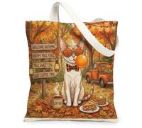 Fall Devon Rex Cat Sac fourre-tout en toile pour faire du shopping 33 x 38,1 cm, sac d'épicerie réutilisable pour femme, peinture esthétique, décoration cadeau