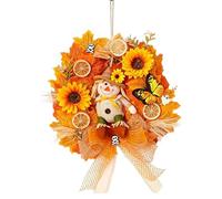 Fall Door Wreath, Rustic Farmhouse Floral Artificial Centerpiece