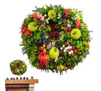 Fall Door Wreath - White Pumpkin Leaves, Rustic Decor Sign | Porch Decoration, Window Wreaths | Front Doors Thanksgiving Fireplace Patio Wall Christmas Seasonal Hanging Home Accent