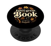 Fall for A Great Book Autumn Reading Graphic PopSockets PopGrip Adhésif