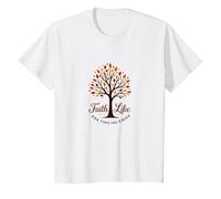 Fall for Jesus: Faith Like Falling Leaves Citation chrétienne T-Shirt, Enfant, Blanc, 8 Ans