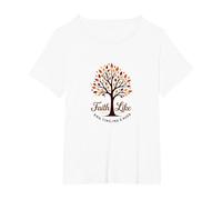 Fall for Jesus: Faith Like Falling Leaves Citation chrétienne T-Shirt, Femme Grandes Tailles, Blanc, 4X