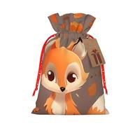 Fall Fox Sac cadeau en toile de jute avec cordon de serrage avec étiquette, pochette en lin réutilisable pour Noël, anniversaire, fête, petit emballage cadeau S