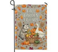 Fall Friends Opossum And Goose Drapeau de jardin d'automne 30,5 x 45,7 cm