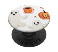 Fall Ghost Pumpkin with Coffee Mugs Halloween Ghosts Coffee PopSockets PopGrip Adhésif