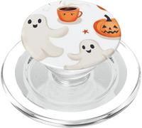 Fall Ghost Pumpkin with Coffee Mugs Halloween Ghosts Coffee PopSockets PopGrip pour MagSafe