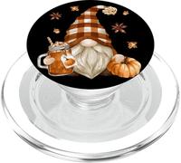 Fall GNOME in Autumn Buffalo Plaid Who Loves Pumpkin Spice PopSockets PopGrip pour MagSafe