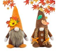 Fall Gnomes Plush, 2PCS Thanksgiving Collectible Doll With Sunflower | Handmade Soft Finish, Orange Brown Scheme, For Desk Dormitory School Apartment