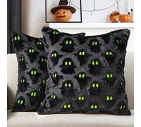 Fall Halloween Throw Pillow Covers, Housses De Coussin FantôMes D'Halloween, Housse De Coussin Halloween 45X45 Cm, Taies D'Oreiller FantôMe Blanches, Pour DéCoration D'IntéRieur (Fantôme noir)