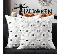 Fall Halloween Throw Pillow Covers, Housses De Coussin FantôMes D'Halloween, Housse De Coussin Halloween 45X45 Cm, Taies D'Oreiller FantôMe Blanches, Pour DéCoration D'IntéRieur (Fantôme blanc)