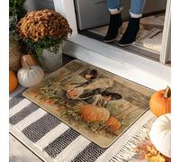 Fall Harvest Paillasson citrouille orange pour extérieur et intérieur, décoration rustique, en caoutchouc imperméable, antidérapant, résistant à la saleté, facile à nettoyer, 73,6 x 43,2 cm